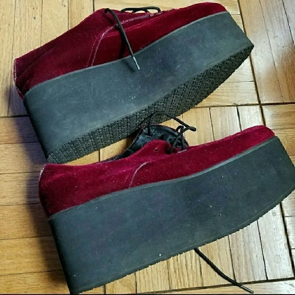 RARE Size 10 TUK Burgundy Punk Platforms